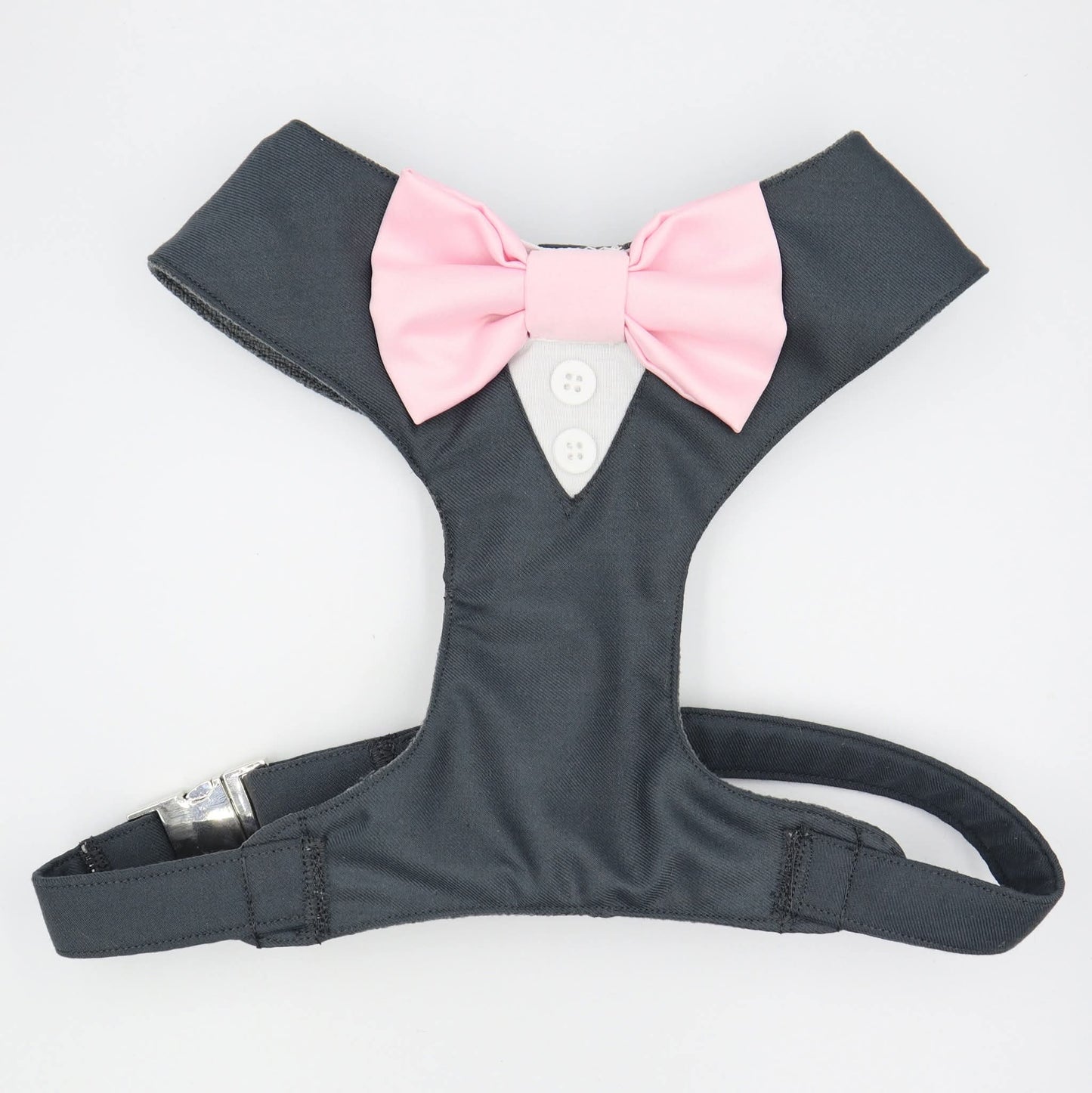 Tuxedo Wedding Dog Harness in Soft Lightweight Quality Blue Grey Wool Fabric from DORMEUIL with Satin Bow CHOICE of COLOURS Made to Measure