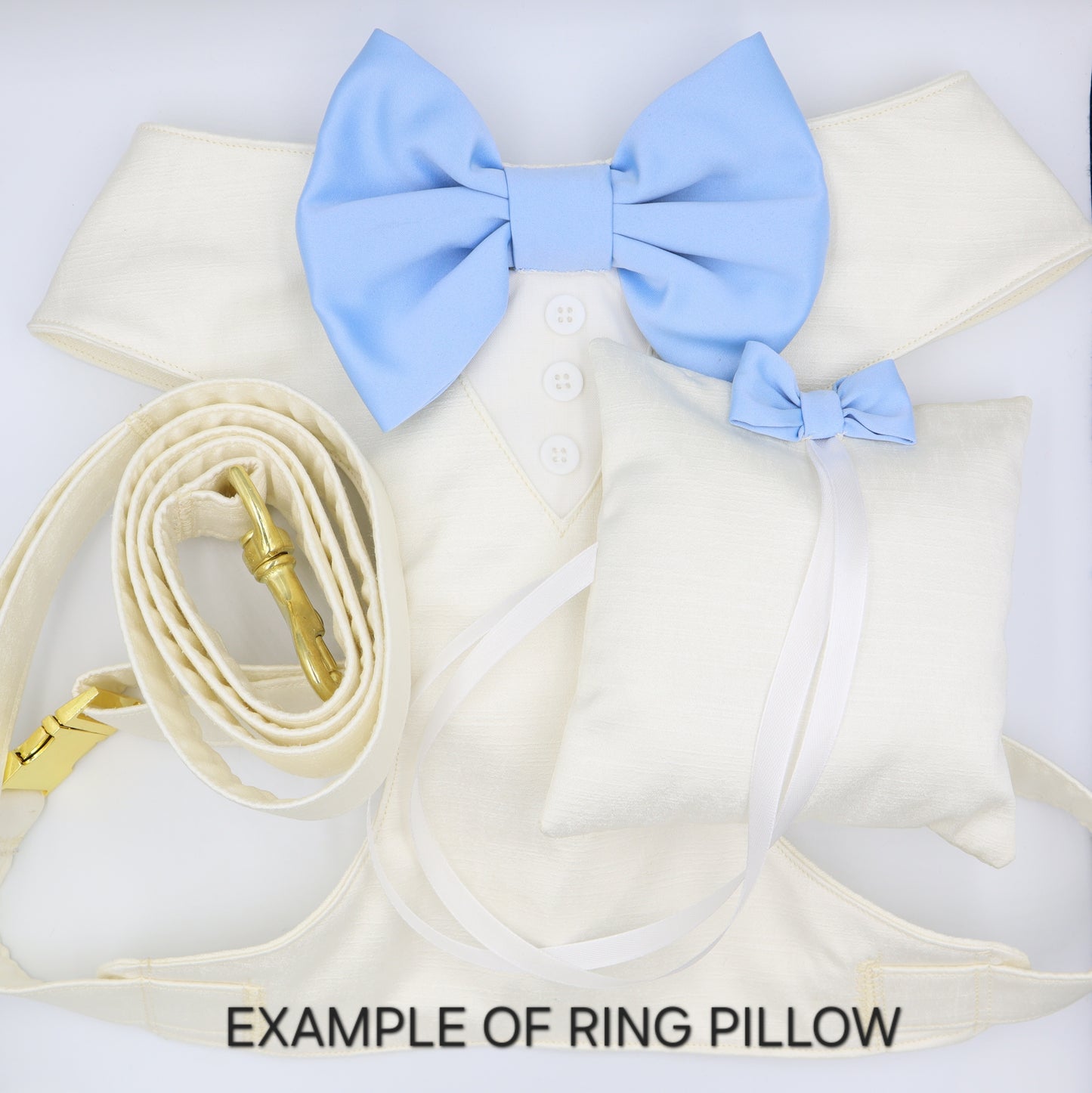 Tuxedo Wedding Dog Harness in Sage Green Soft Herringbone Tweed Fabric with Satin Bow CHOICE of COLOURS Made to Measure