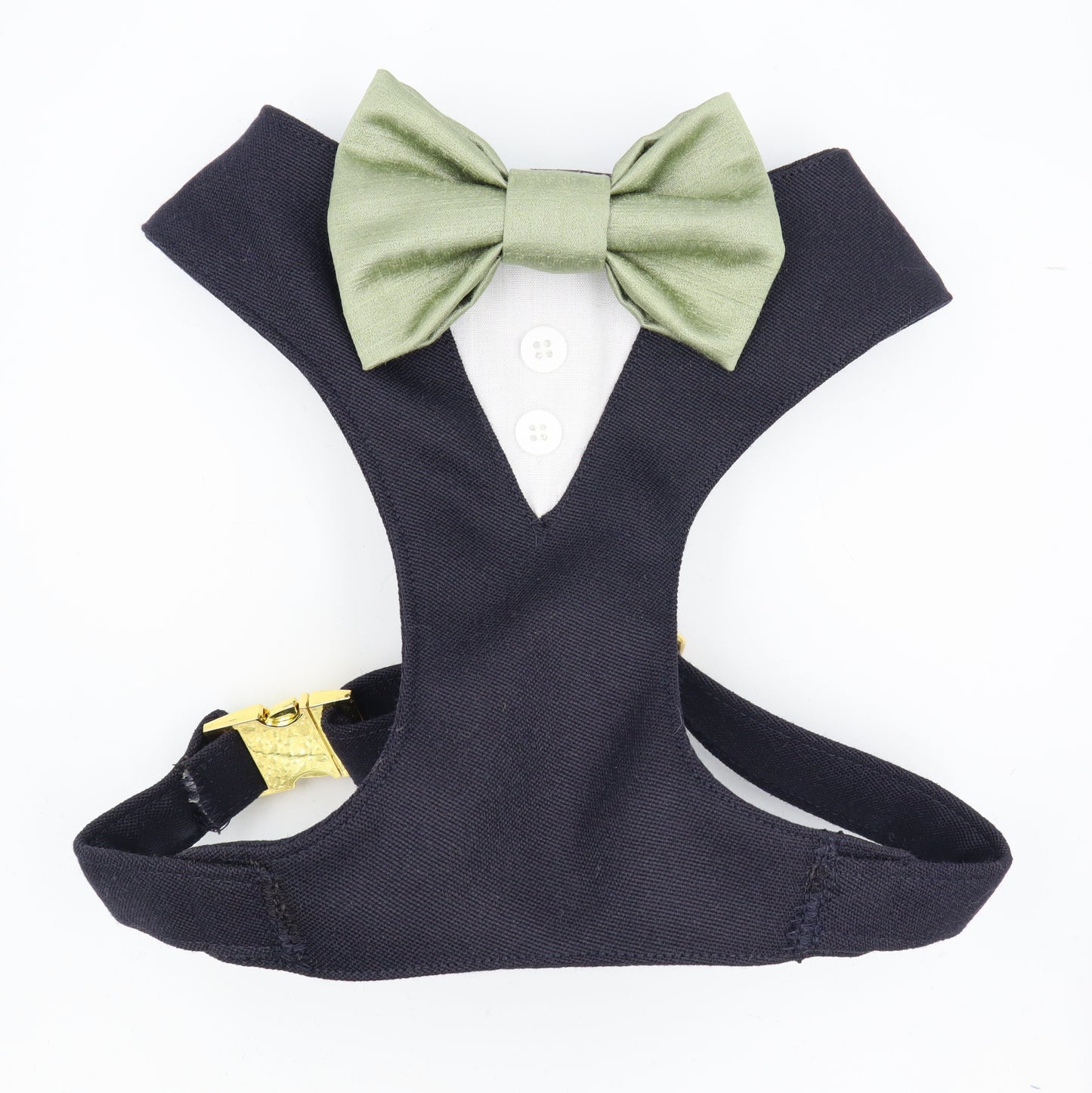 Tuxedo Wedding Dog Harness in Soft Lightweight Quality Dark Navy Blue Wool Fabric with Satin Bow CHOICE of COLOURS Made to Measure