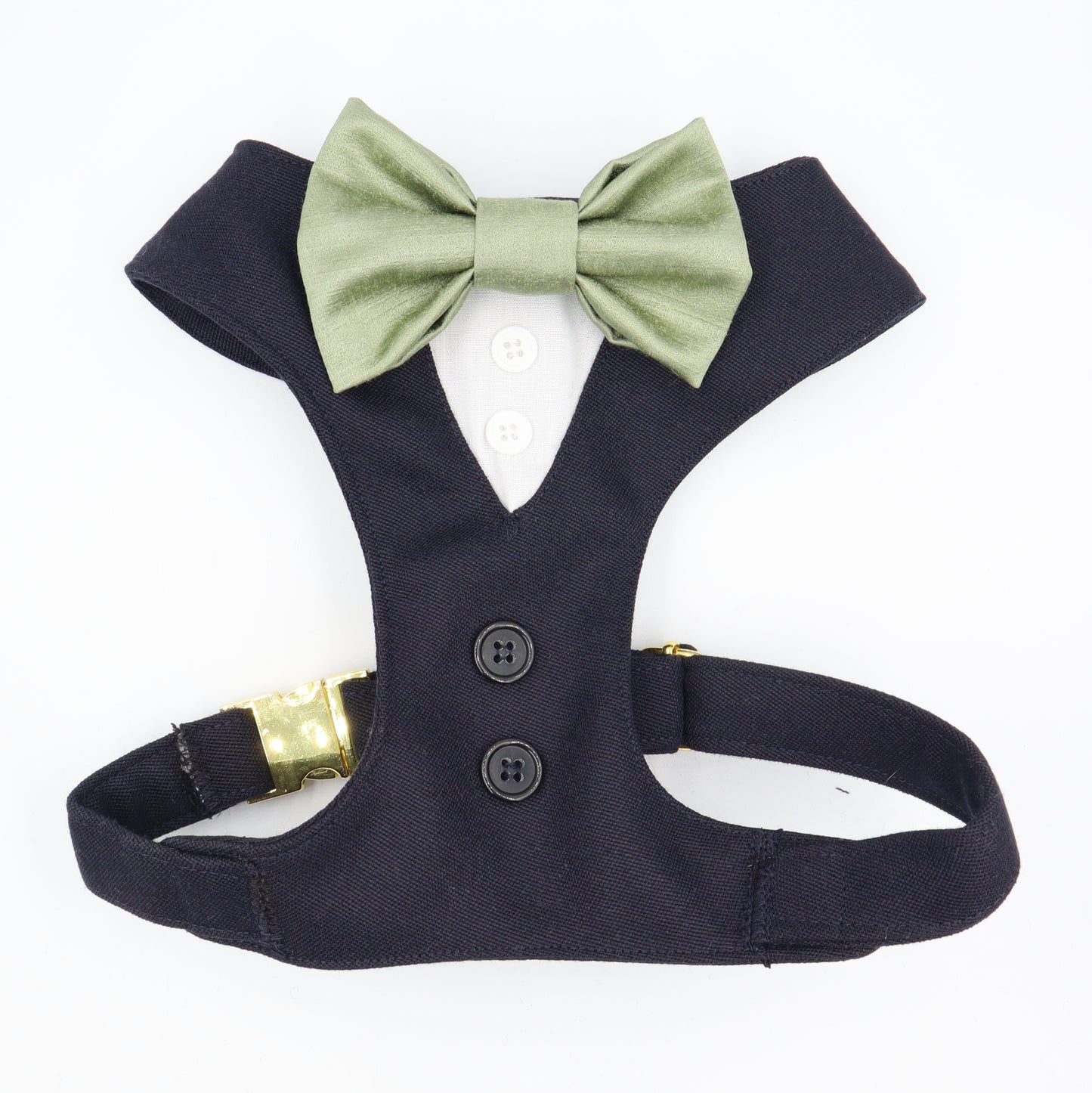 Tuxedo Wedding Dog Harness in Soft Lightweight Quality Dark Navy Blue Wool Fabric with Satin Bow CHOICE of COLOURS Made to Measure
