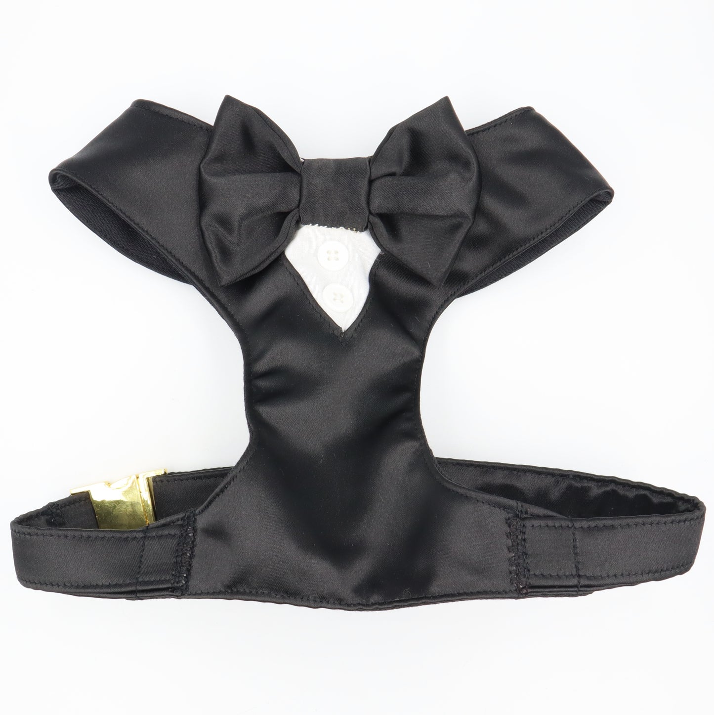 Tuxedo Wedding Dog Harness in Black Satin with Bow CHOICE of COLOURS Made to Measure