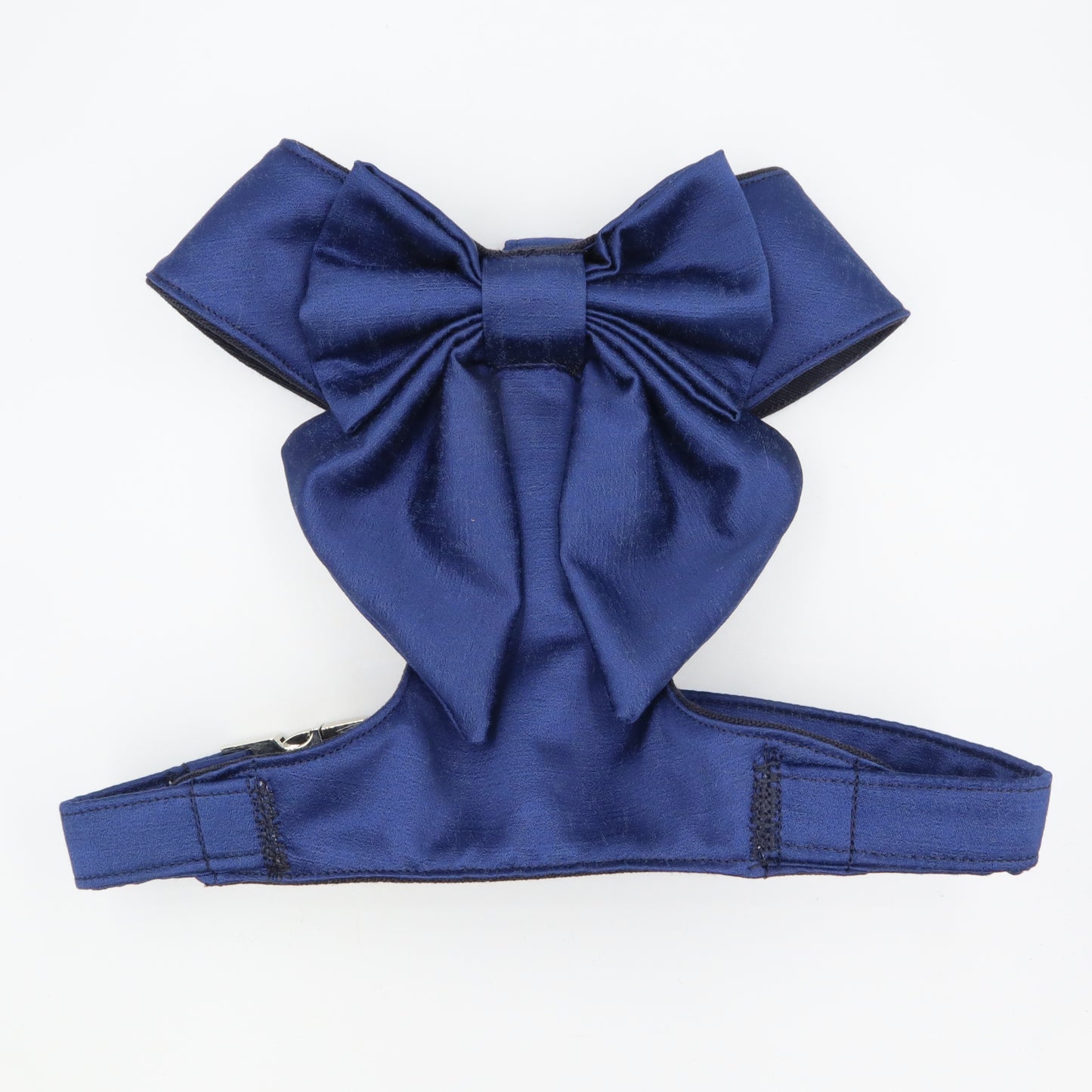Wedding Dog Harness in Navy Blue Satin with Oversized Sailor Bow and Leash CHOICE of COLOURS Made to Measure