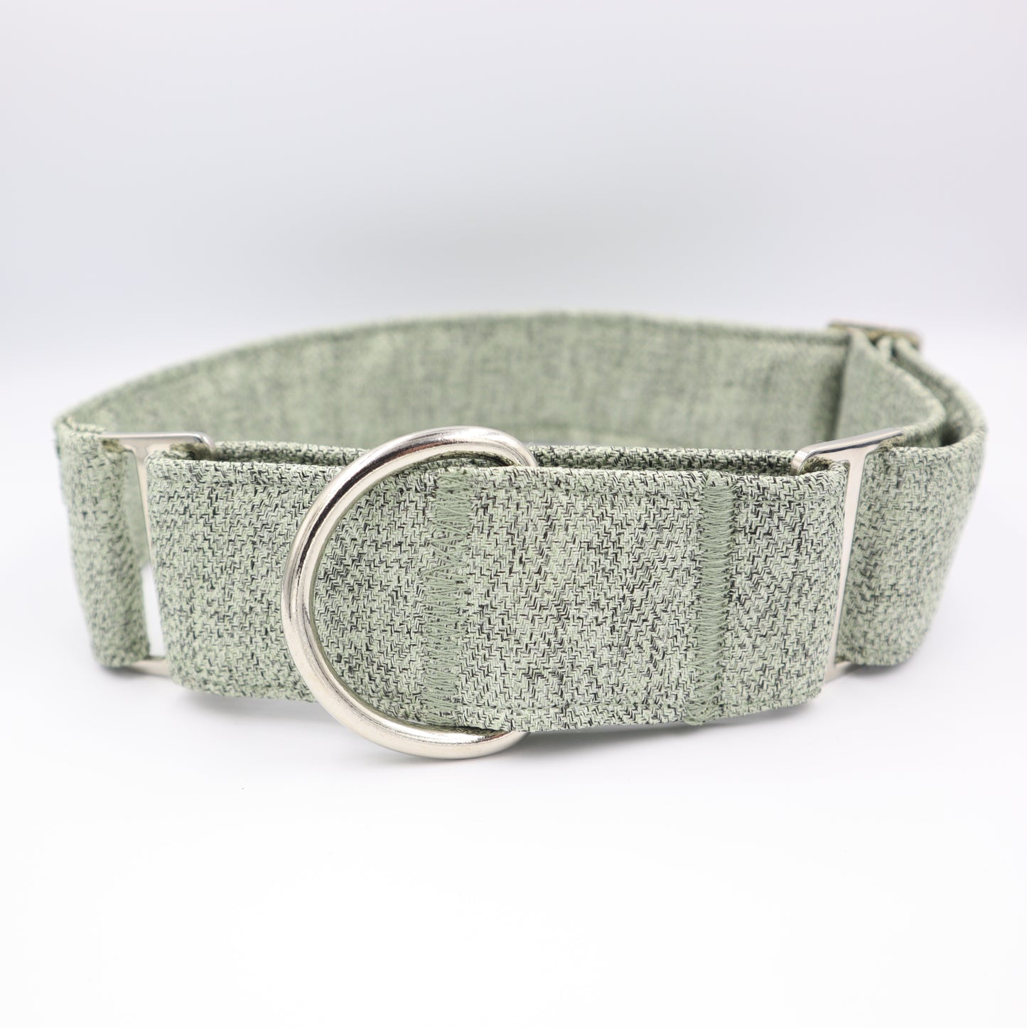 Dog Collar in Sage Green Soft Herringbone Tweed Style Fabric