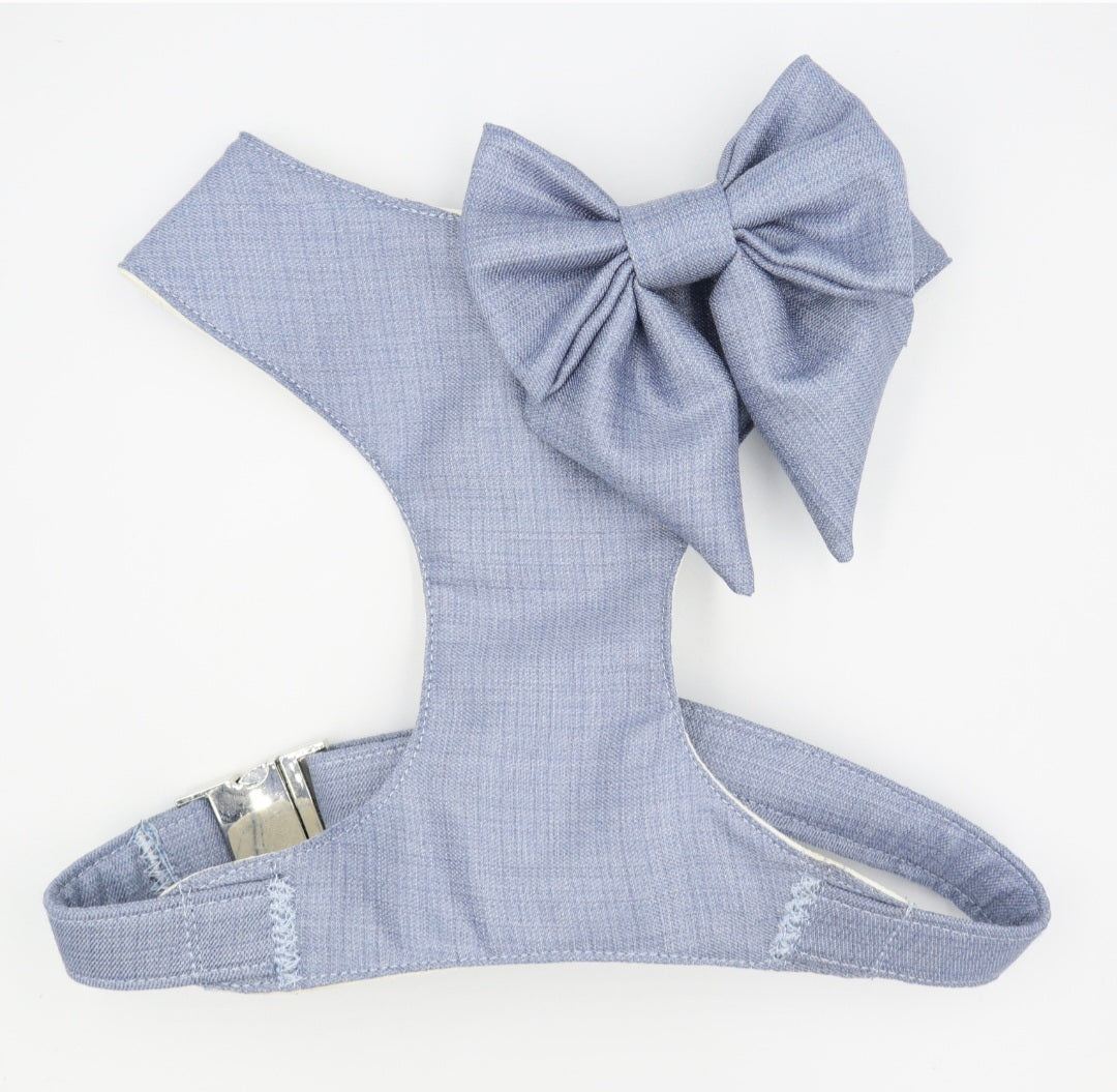 Wedding Dog Harness in Dusty Powder Blue Luxurious Lightweight Wool and CASHMERE fabric Choice COLOURS Made to Measure