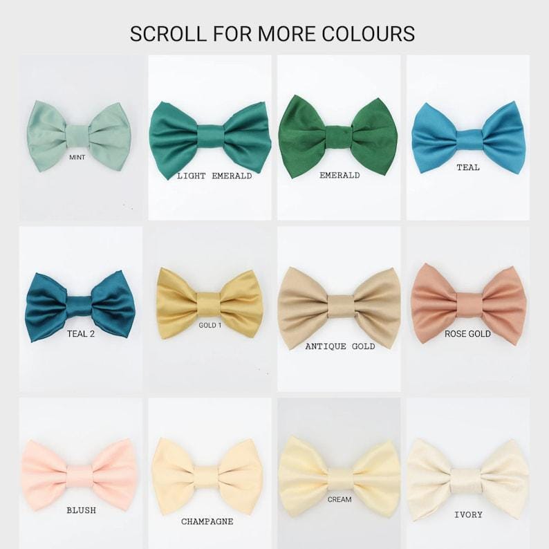 Dog Collar in Beige Satin Style Fabric with Satin Bow CHOICE of COLOURS