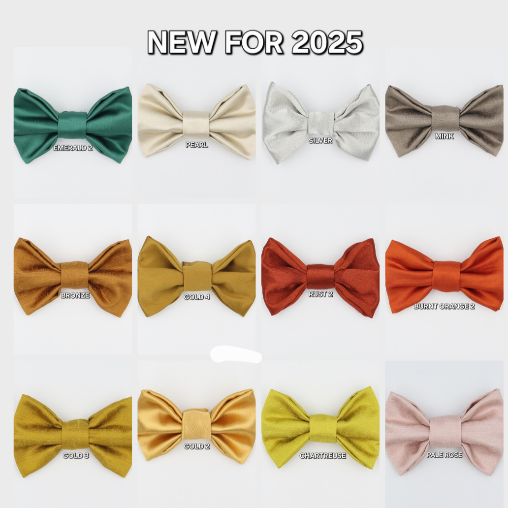 Dog Collar in Beige Satin Style Fabric with Satin Bow CHOICE of COLOURS