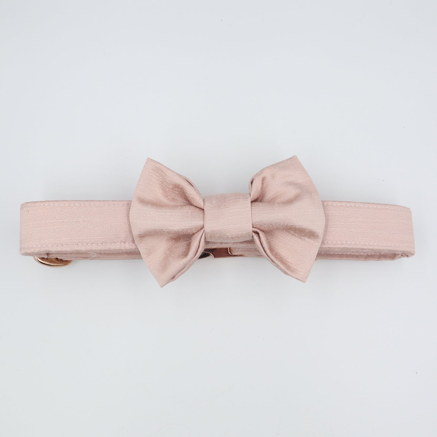 Dog Collar in Pale Rose Satin Style Fabric with Satin Bow CHOICE of COLOURS