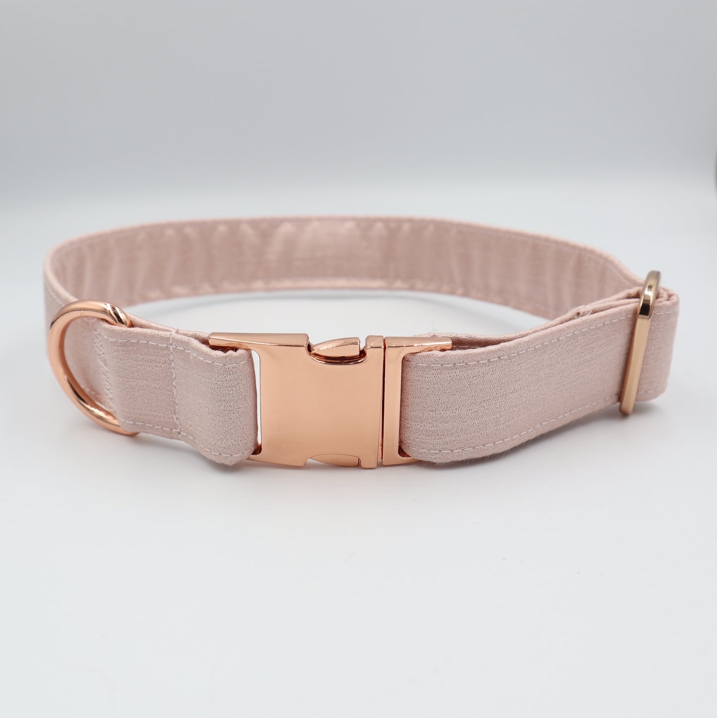 Dog Collar in Pale Rose Satin Style Fabric with Satin Bow CHOICE of COLOURS