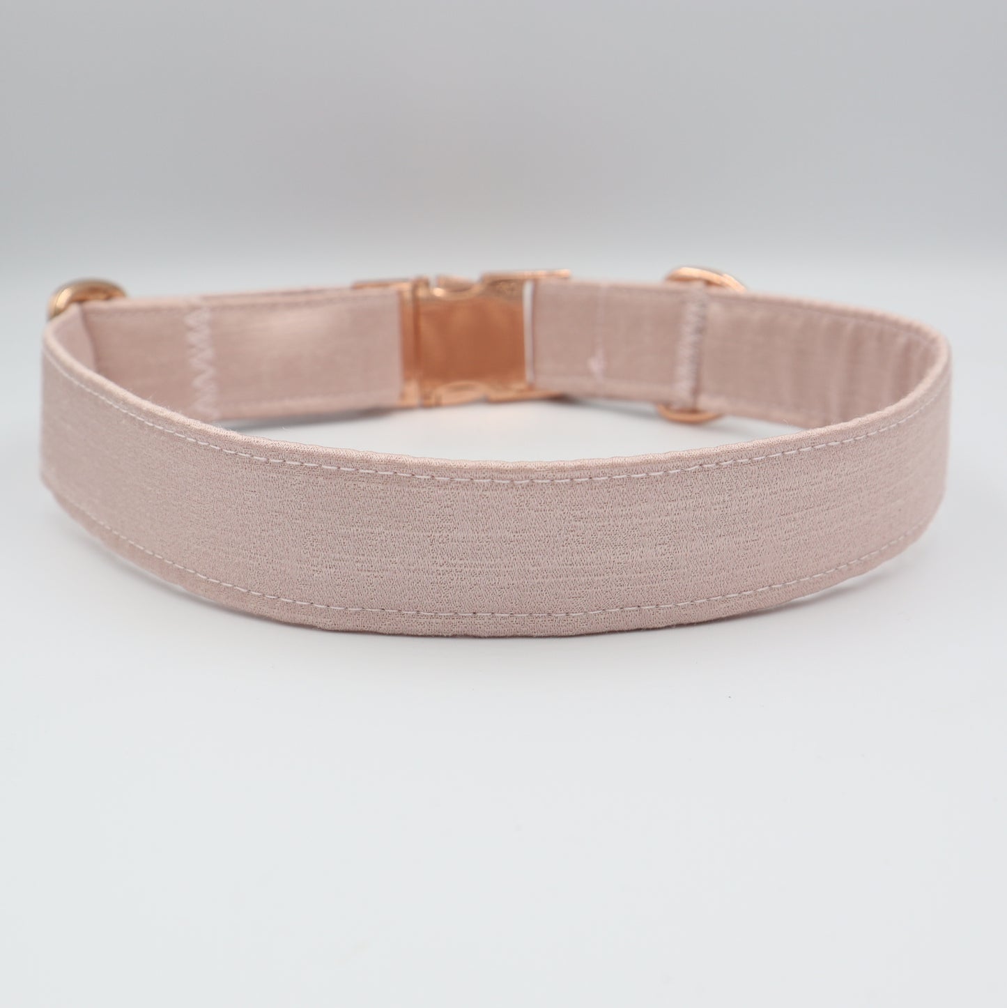 Dog Collar in Pale Rose Satin Style Fabric with Satin Bow CHOICE of COLOURS