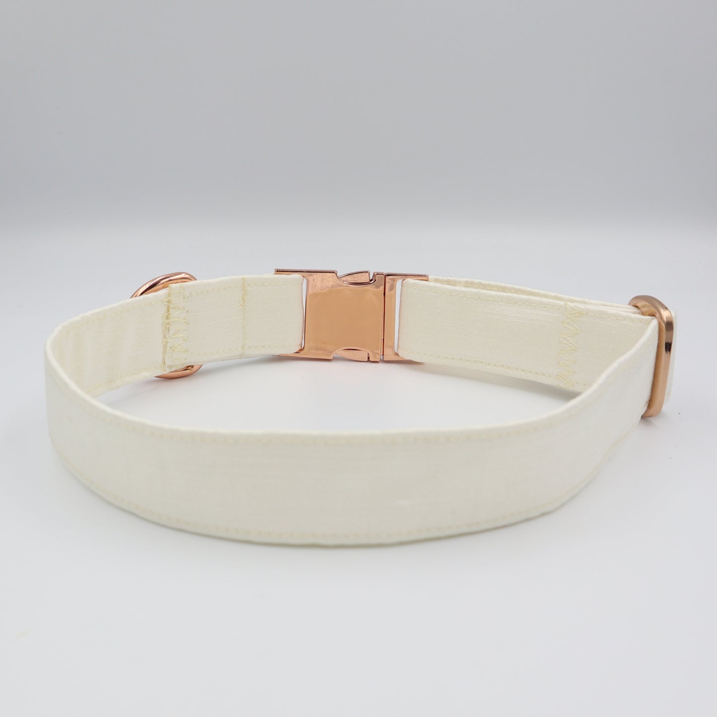 Dog Collar in Ivory Satin Style Fabric with Satin Sailor Bow CHOICE of COLOURS