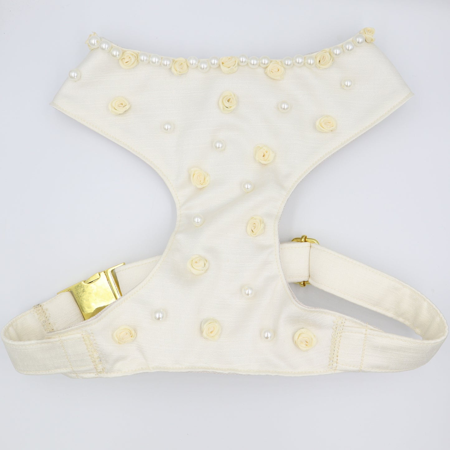 Wedding Dog Harness in Ivory Satin with Flowers & Pearls CHOICE of COLOURS Made to Measure