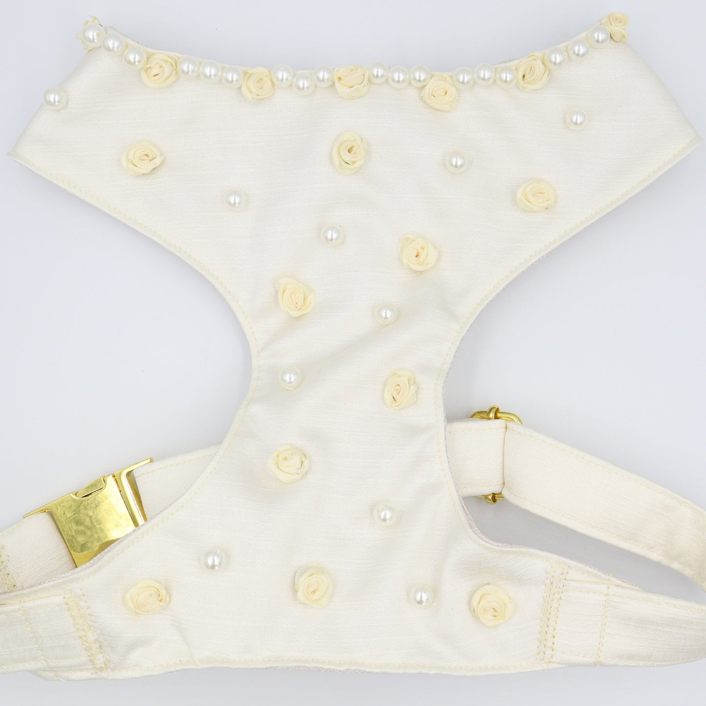 Wedding Dog Harness in Ivory Satin with Flowers & Pearls CHOICE of COLOURS Made to Measure