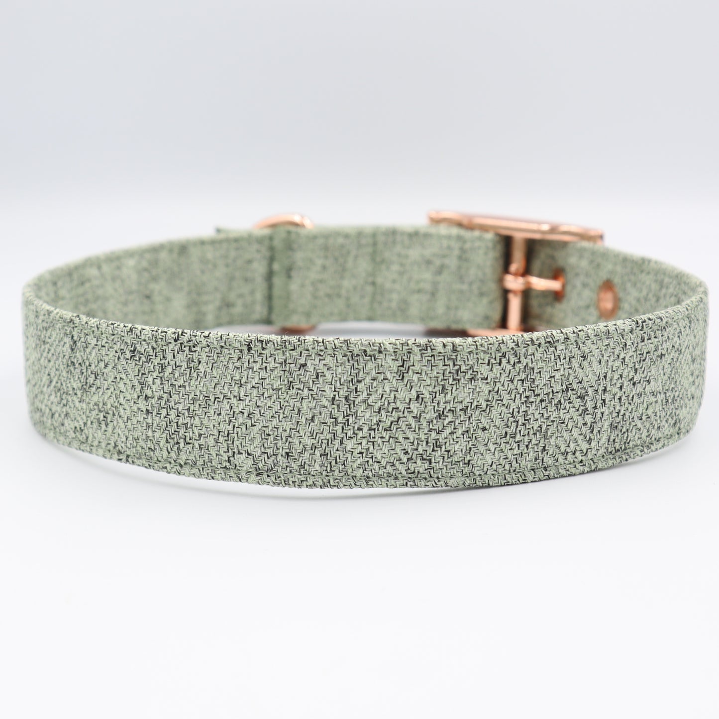 Dog Collar in Sage Green Soft Herringbone Tweed Style Fabric