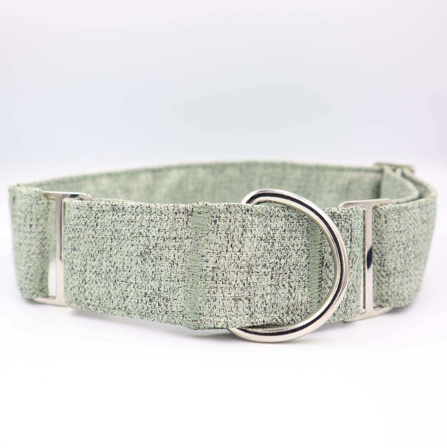 Dog Collar in Sage Green Soft Herringbone Tweed Style Fabric